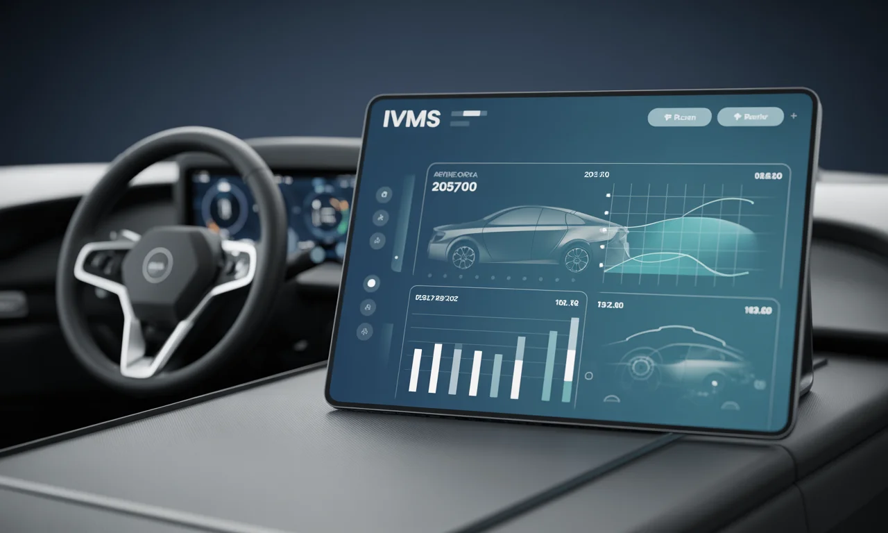 Tablet showing a vehicle health dashboard with mileage and usage charts